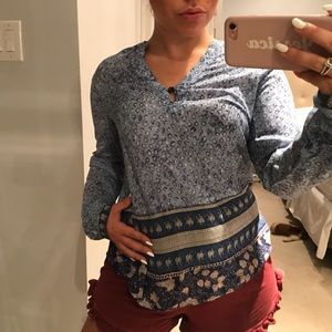 ASOS blue pattern blouse